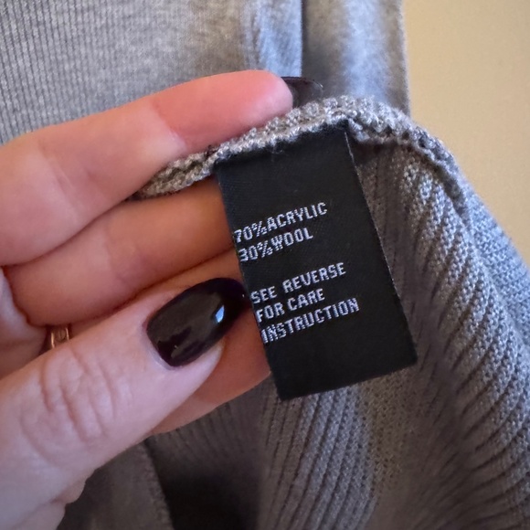 Cliche Ribbed Knit Wool Blend Tunic Sweater Wide Sleeves with Bows Oversized M - Picture 7 of 8